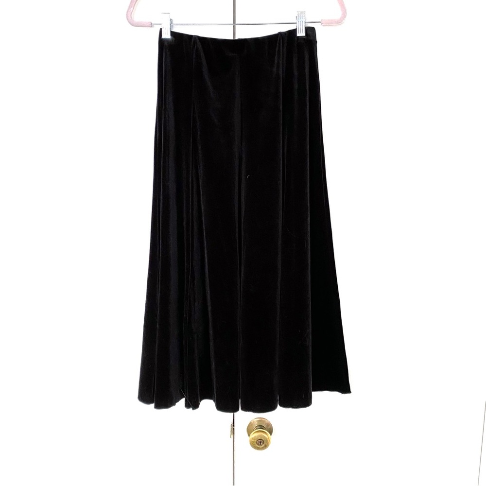 CYNTHIA ROWLEY Black Velvet High Waist Midi Skirt! 🖤 - Picture 6 of 11